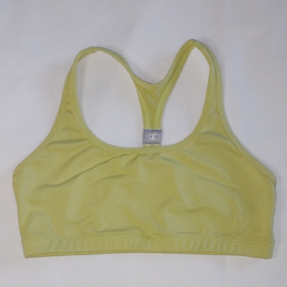 Champion Women's Light Yellow Sports Bra Sporty Activewear Gym Workout Athletic